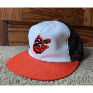 Vintage Baltimore Orioles Snapback Hat Annco Union Made Mesh Trucker Cap MLB 80s